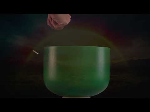 10" C#+7 Emerald Heart Frosted Crystal Singing Bowl, Silver inside