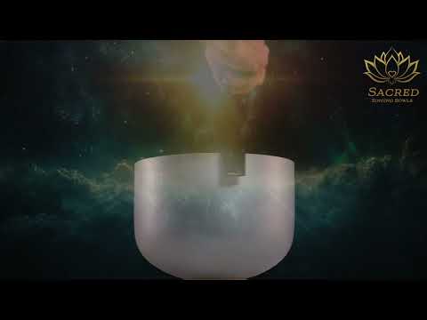 10" G#-28 Frosted Silver Star Crystal Singing Bowl, Silver inside