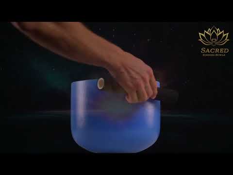 9" A#+2 Father Sky Frosted Crystal Singing Bowl, Silver inside