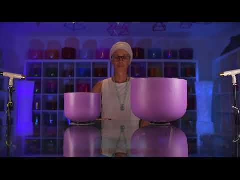 Frosted Lilac Blossom Singing Bowl Pair: G & D